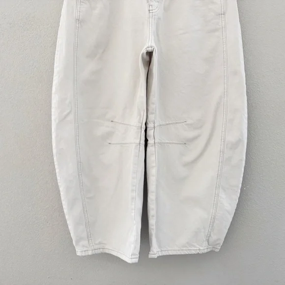 Free People Good Luck Barrel Jeans 29 Cream Milk Denim Curved Bow Leg Boho Chic - Picture 9 of 14